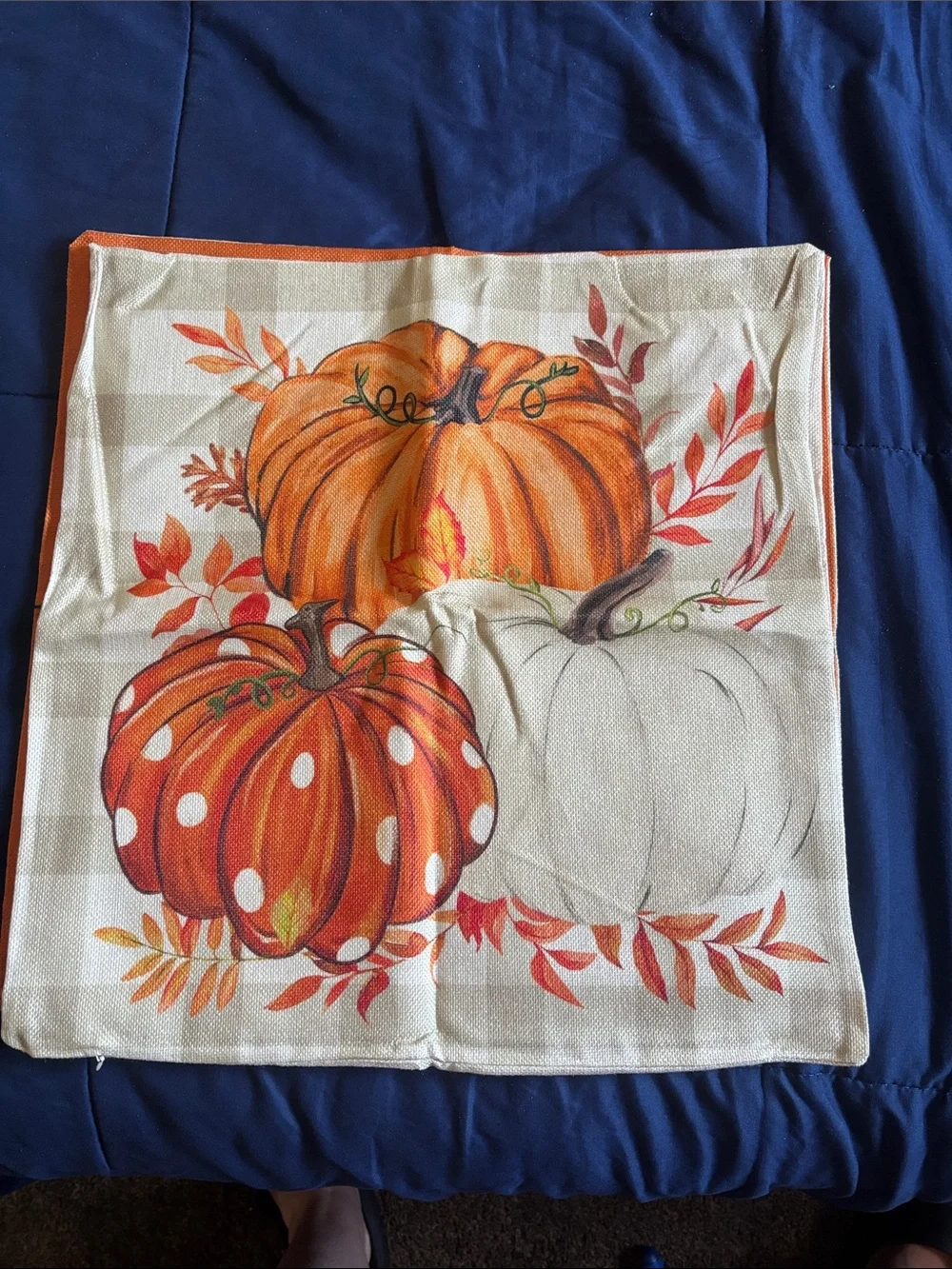 Autumn Pumpkin & Thanks Decorative Pillow Cases- Orange 18”